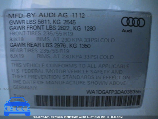 2013 Audi Q5 PREMIUM PLUS WA1DGAFP3DA038355 зображення 8