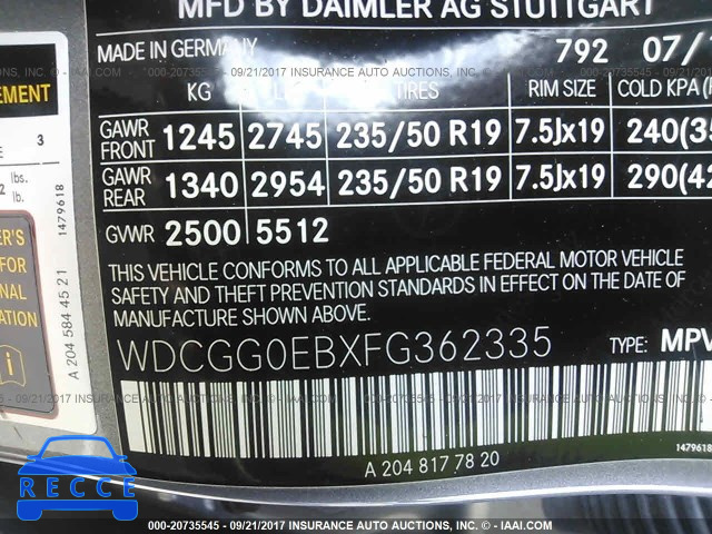 2015 Mercedes-benz GLK 250 BLUETEC WDCGG0EBXFG362335 image 8