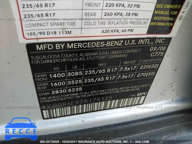 2007 Mercedes-benz ML 4JGBB86E97A175125 image 8