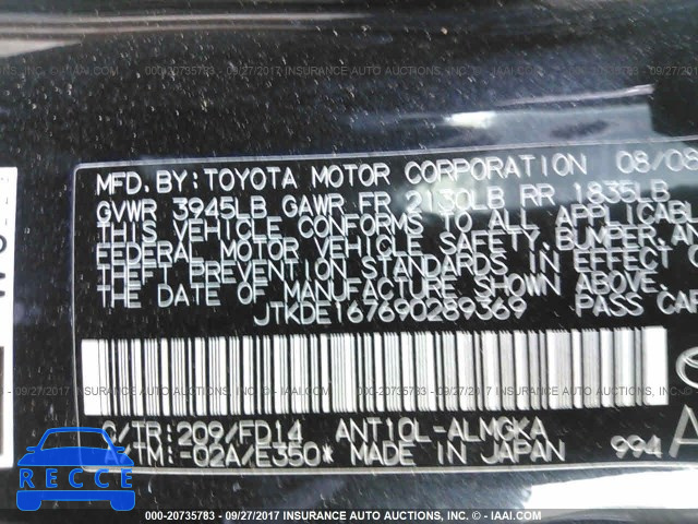 2009 Scion TC JTKDE167690289369 image 8