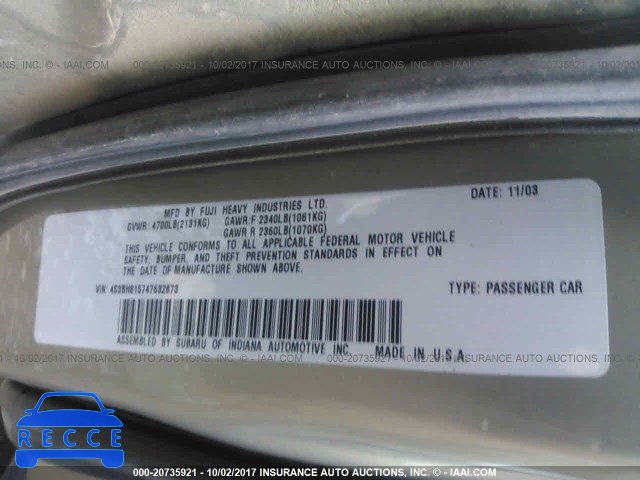 2004 Subaru Legacy OUTBACK H6 3.0 SPECIAL 4S3BH815747632873 image 8