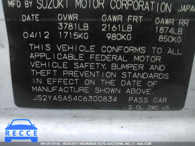 2012 Suzuki SX4 JS2YA5A54C6300834 image 8