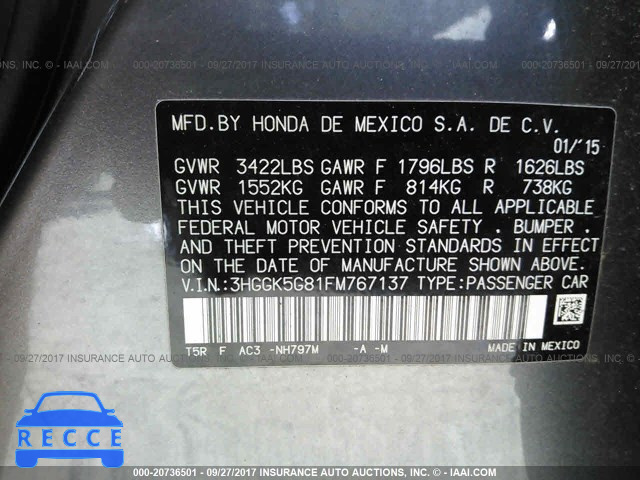 2015 Honda FIT EX/EXL 3HGGK5G81FM767137 image 8