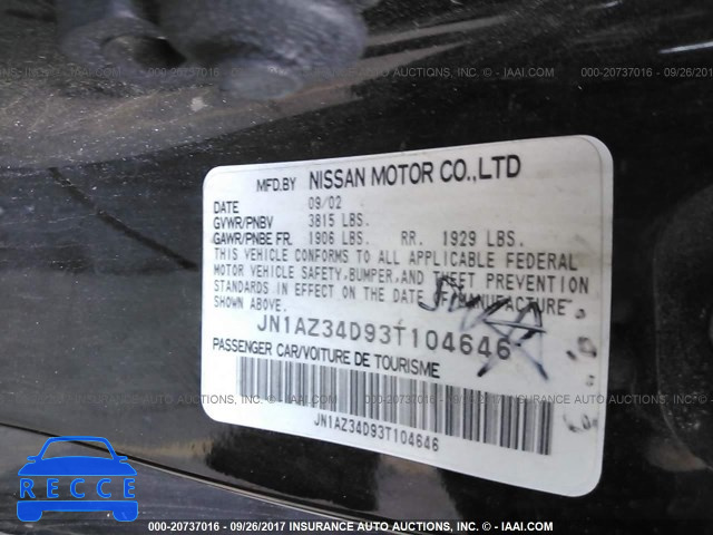 2003 NISSAN 350Z JN1AZ34D93T104646 image 8