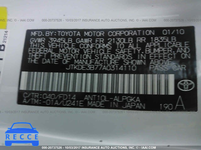 2010 Scion TC JTKDE3B77A0314110 Bild 8