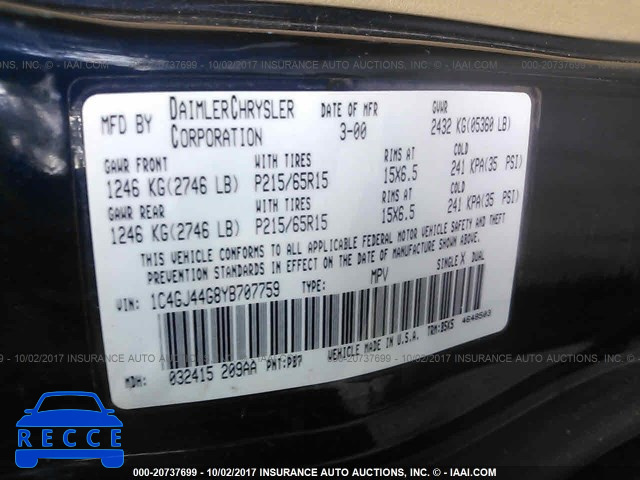 2000 Chrysler Grand Voyager 1C4GJ44G8YB707759 зображення 8