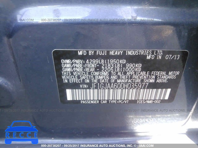 2013 Subaru Impreza JF1GJAA60DH035977 image 8