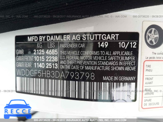 2013 Mercedes-benz C WDDGF5HB3DA793798 Bild 8