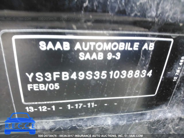 2005 Saab 9-3 LINEAR YS3FB49S351038834 image 8