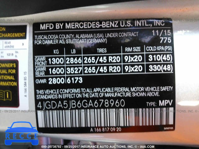 2016 Mercedes-benz GLE 4JGDA5JB6GA678960 image 8