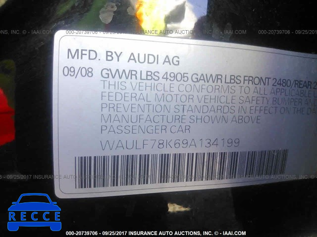 2009 Audi A4 2.0T QUATTRO WAULF78K69A134199 image 8