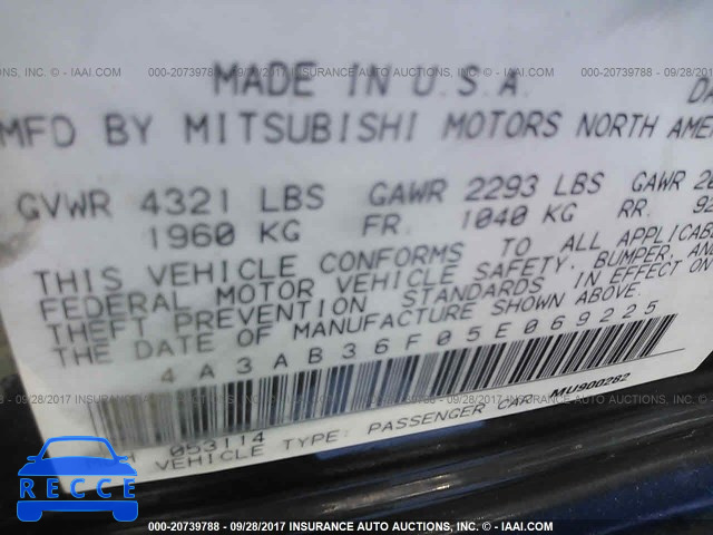 2005 Mitsubishi Galant ES MEDIUM/LS MEDIUM 4A3AB36F05E069225 image 8