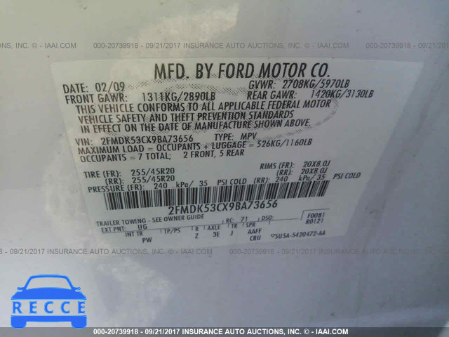 2009 Ford Flex 2FMDK53CX9BA73656 Bild 8