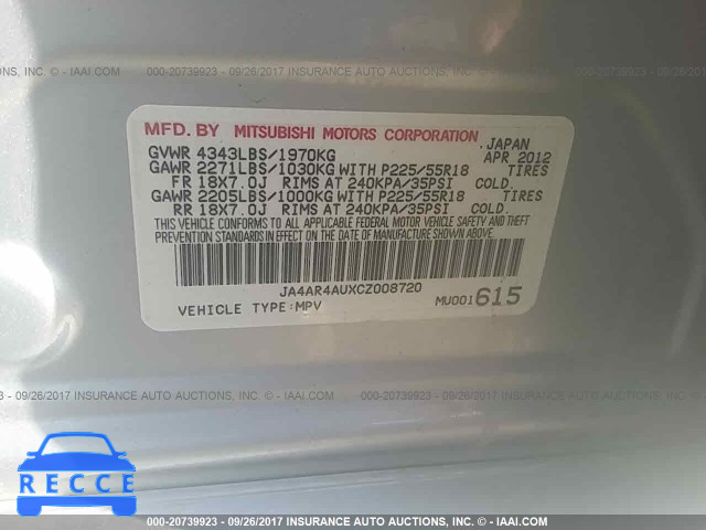 2012 Mitsubishi Outlander Sport JA4AR4AUXCZ008720 image 8