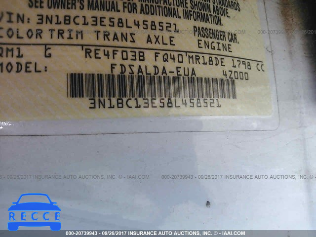 2008 Nissan Versa 3N1BC13E58L458521 Bild 8