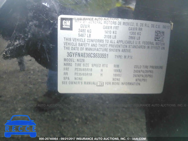 2012 Cadillac SRX LUXURY COLLECTION 3GYFNAE36CS633551 image 8