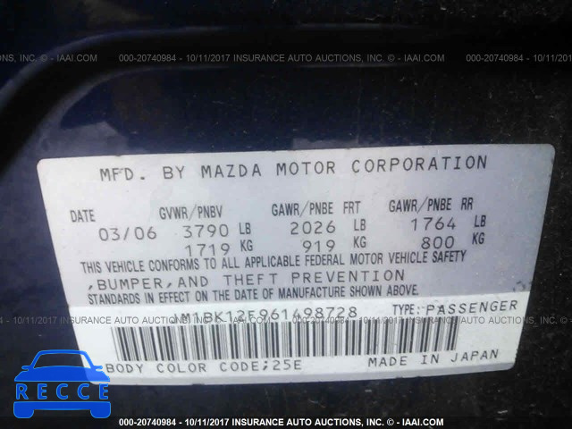 2006 Mazda 3 I JM1BK12F961498728 Bild 8