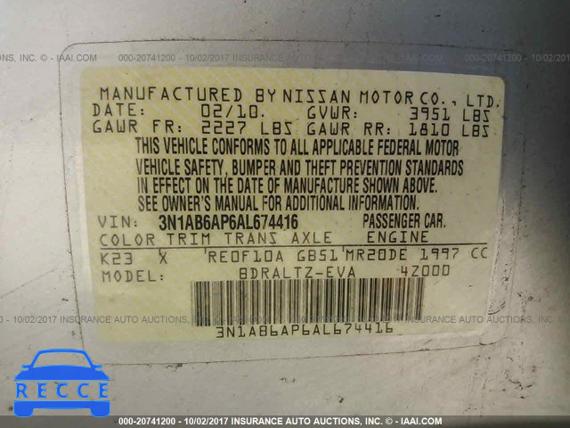 2010 Nissan Sentra 3N1AB6AP6AL674416 image 8