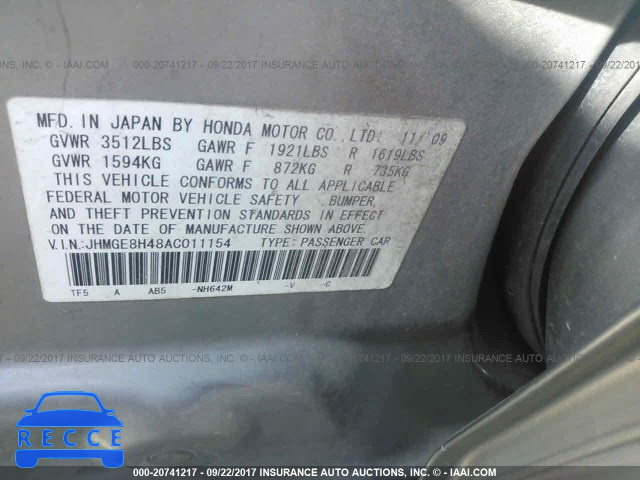 2010 Honda FIT SPORT JHMGE8H48AC011154 image 8