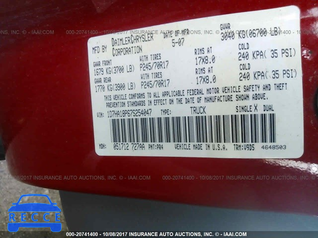2007 Dodge RAM 1500 1D7HA18P67S254047 image 8