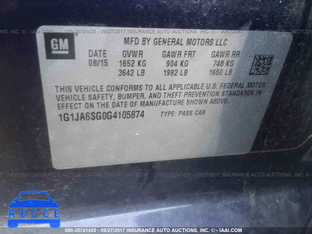 2016 Chevrolet Sonic LS 1G1JA6SG0G4105874 image 8