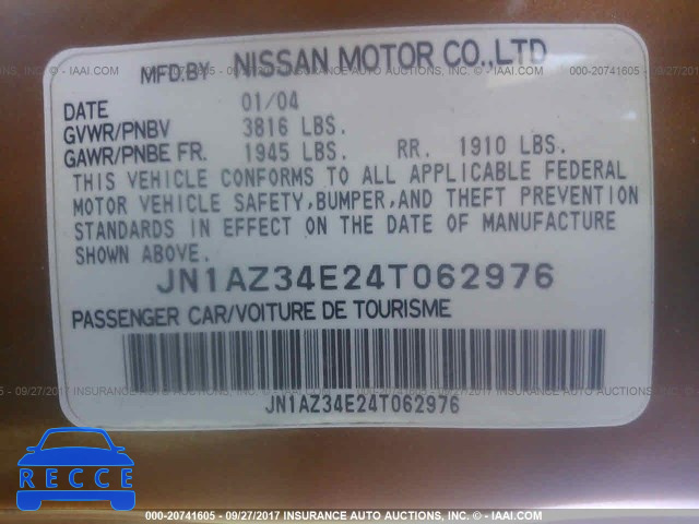 2004 Nissan 350Z JN1AZ34E24T062976 image 8