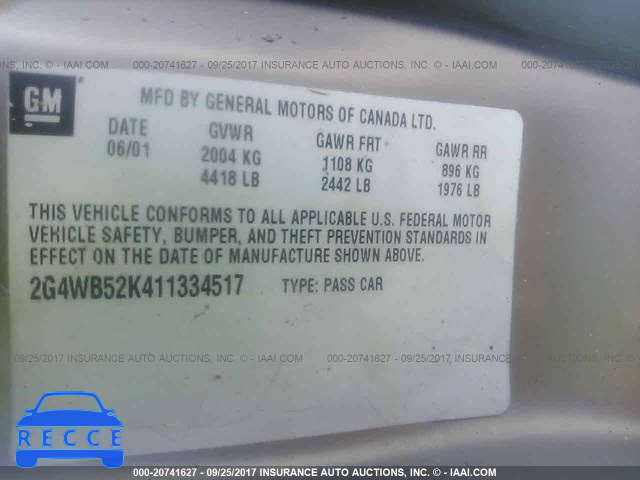 2001 Buick Regal 2G4WB52K411334517 image 8