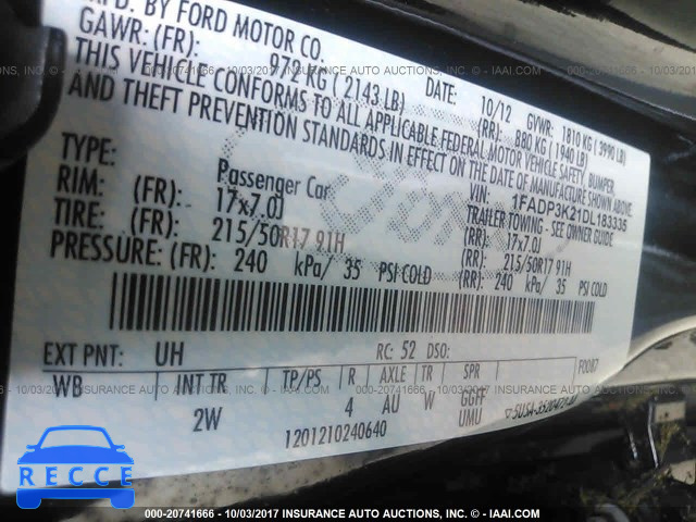 2013 Ford Focus SE 1FADP3K21DL183335 зображення 8