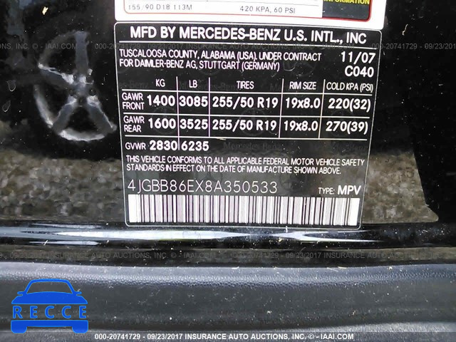 2008 Mercedes-benz ML 4JGBB86EX8A350533 image 8