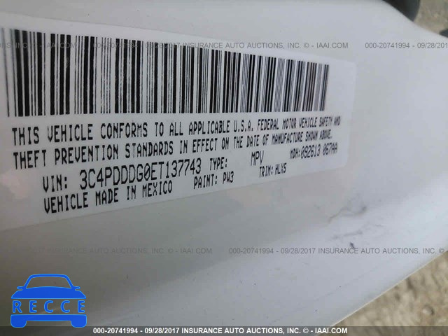 2014 Dodge Journey 3C4PDDDG0ET137743 image 8