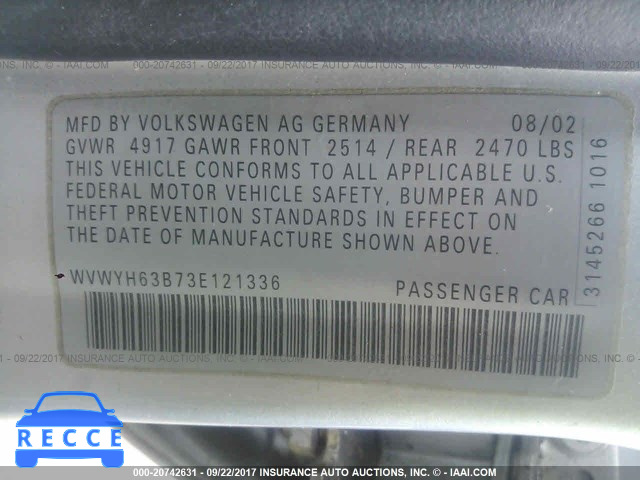 2003 Volkswagen Passat GLX 4MOTION WVWYH63B73E121336 image 8