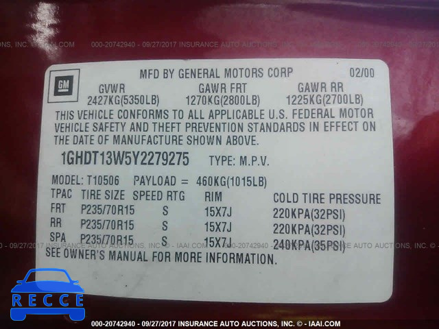 2000 Oldsmobile Bravada 1GHDT13W5Y2279275 image 8