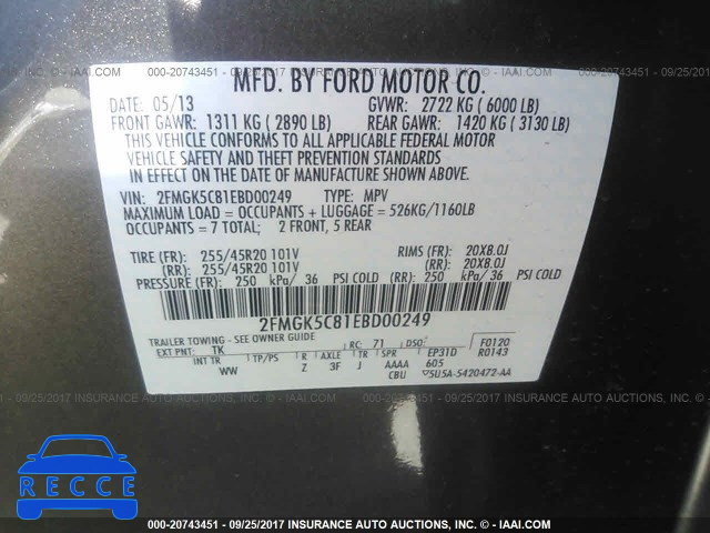 2014 Ford Flex 2FMGK5C81EBD00249 зображення 8