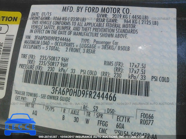 2015 Ford Fusion 3FA6P0HD9FR244466 image 8