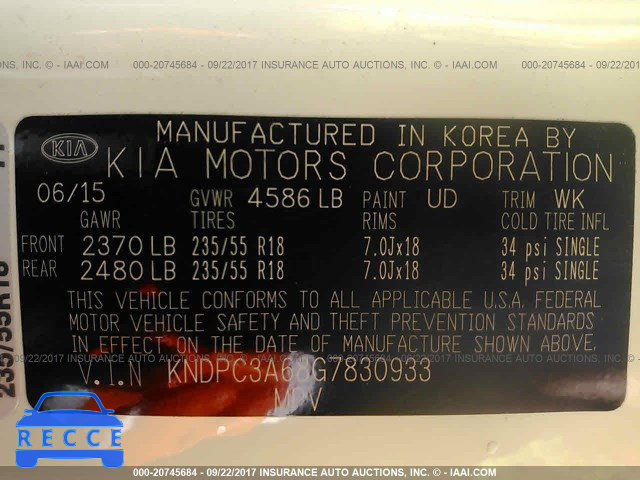 2016 KIA Sportage EX/SX KNDPC3A68G7830933 image 8