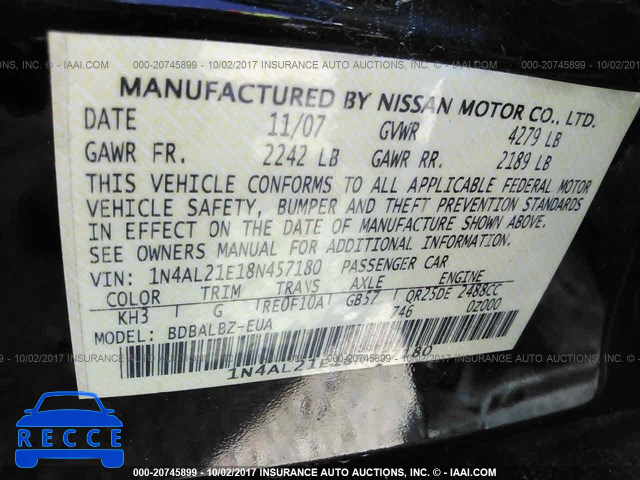 2008 Nissan Altima 1N4AL21E18N457180 image 8