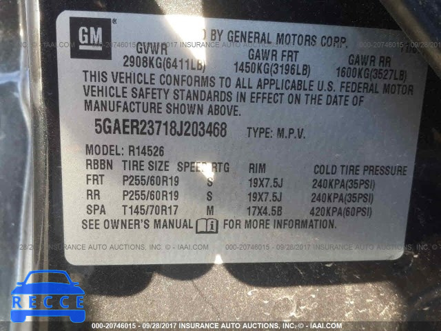 2008 Buick Enclave 5GAER23718J203468 image 8