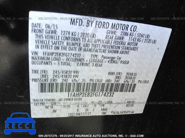 2015 Ford Taurus 1FAHP2E82FG174232 image 8