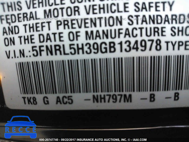 2016 Honda Odyssey SE 5FNRL5H39GB134978 image 8