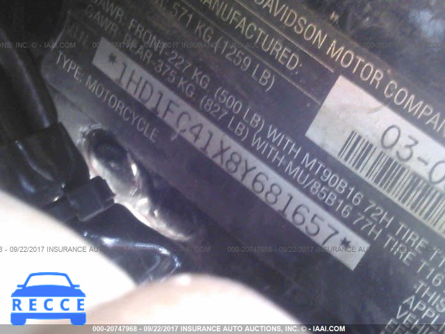 2008 Harley-davidson FLHTCUI 1HD1FC41X8Y681657 image 9