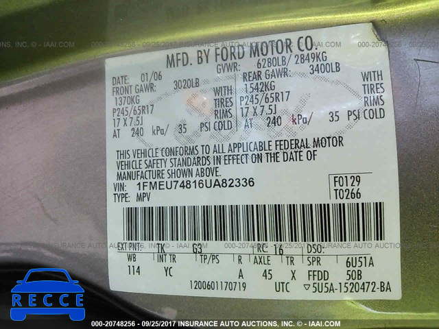 2006 Ford Explorer EDDIE BAUER 1FMEU74816UA82336 image 8