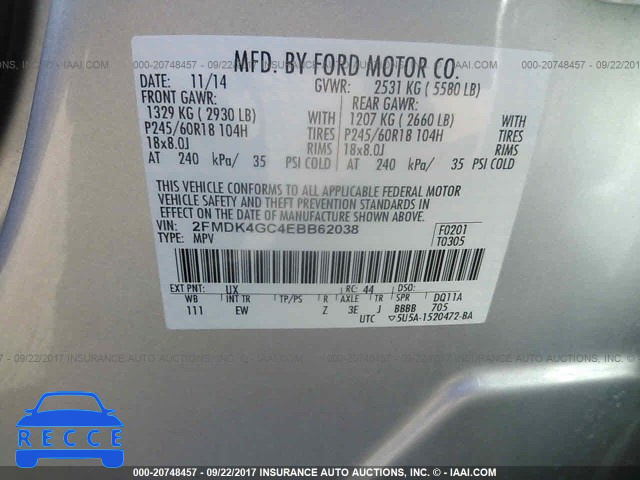 2014 Ford Edge SE 2FMDK4GC4EBB62038 Bild 8