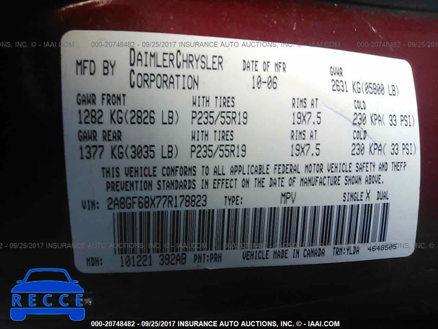 2007 Chrysler Pacifica 2A8GF68X77R178823 image 8