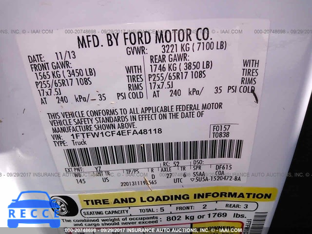 2014 Ford F150 1FTFW1CF4EFA48118 image 8