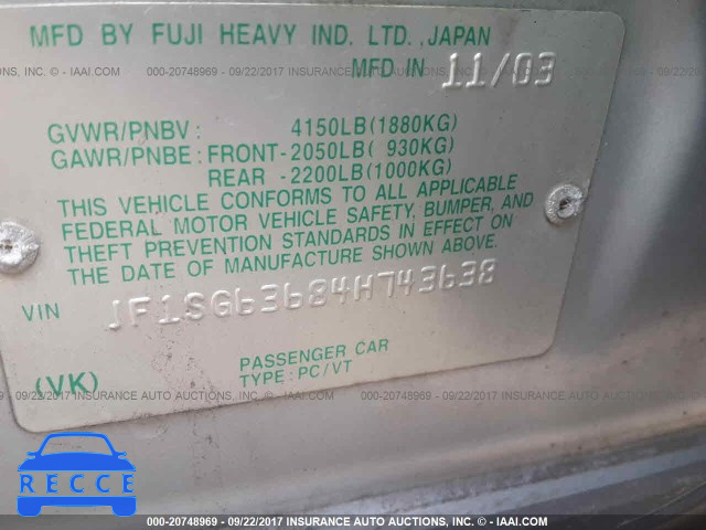 2004 Subaru Forester 2.5X JF1SG63684H743638 image 8