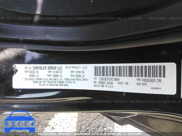 2012 Chrysler 200 1C3BCBEB7CN218860 image 8