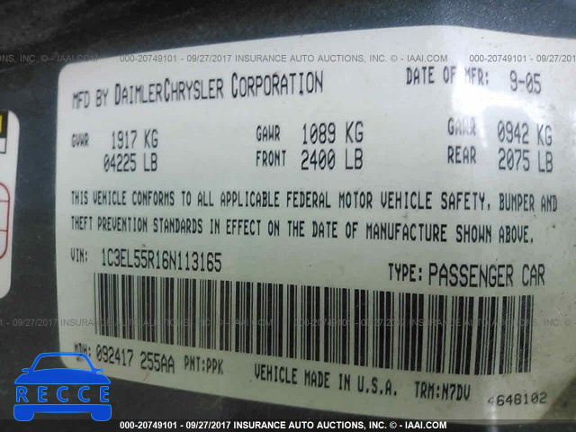2006 Chrysler Sebring 1C3EL55R16N113165 image 8