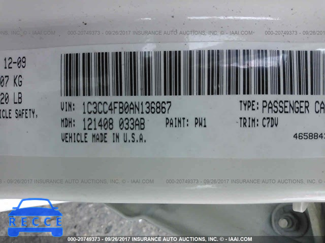 2010 Chrysler Sebring TOURING 1C3CC4FB0AN136867 Bild 8