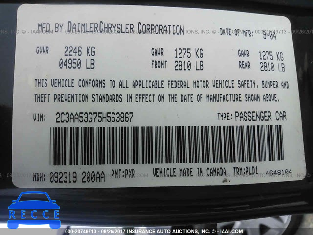 2005 Chrysler 300 2C3AA53G75H563867 image 8