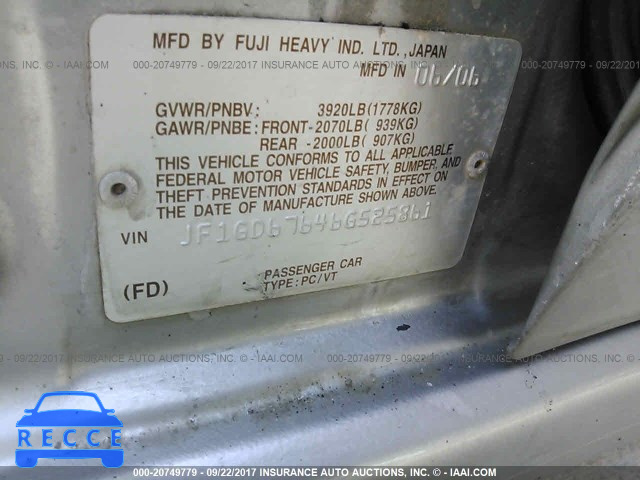 2006 Subaru Impreza 2.5I JF1GD67646G525861 image 8